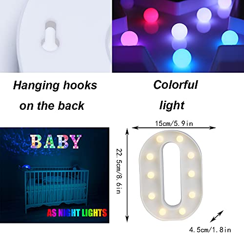 Image of LED Marquee Letter Lights, 18 Colors Changing Light Up Letters with Remote, RGB Alphabet Letters Sign for Girls Boys Gift Birthday Party Night Light Bedroom Wedding Christmas Decor-Colorful O