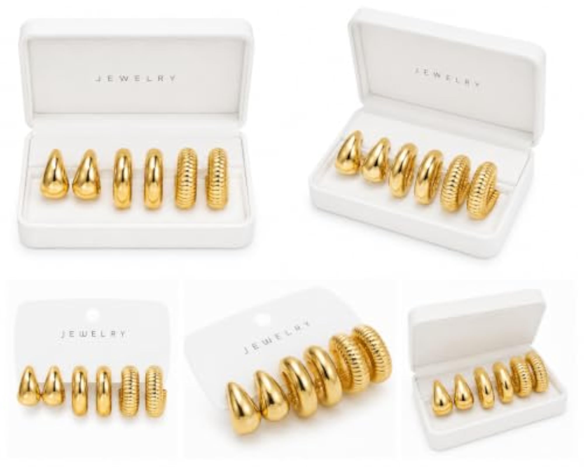 Women's Trendy Gold-Tone Hoop Earrings Combo Set of 3 Pairs