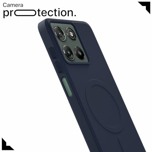 Image of Outlouders Back Cover for Motorola Moto G67 Power / G57 Power 5G Soft Matte Silicone Cover with Slim Fit | Mag-Safe Logo (Not Mag-Safe Compatible) | Shockproof | Camera Protection Bumper Case (Blue)