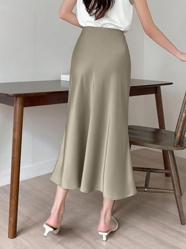 Women's Flowy Trendy Skirt Elegant High Waist Plain Skirt2