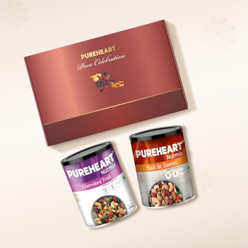 Image of PUREHEART Rakhi Gift Hamper Cherokee Trail Mix, Sweet & Salt Nutmix (454g, each), Dark Chocolate with Rakhi for Brother, Gift Card, Pooja Rice, Kumkum