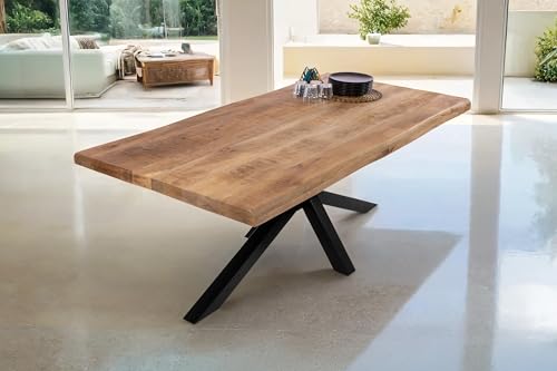 SAM Esstisch Cali | 200 x 100 cm | Mangoholz | Farbe: Natur/rau | Spider-Gestell Metall Schwarz | Mâ€¦ – Miniatur