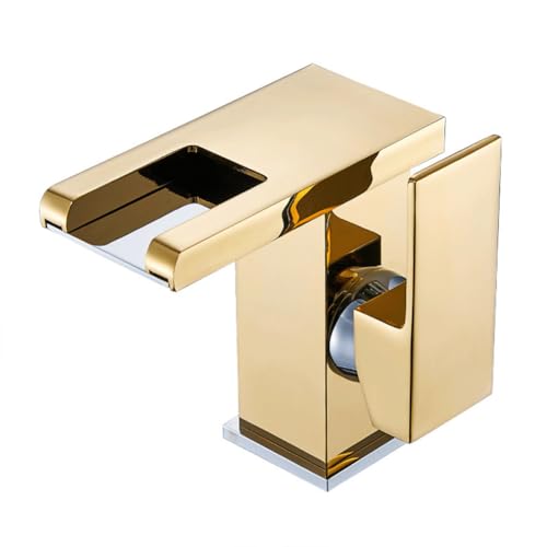 Grifo de cascada LED para lavabo de baño moderno con monomando de latón cromado