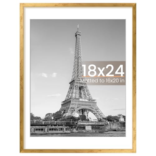 Image of upsimples 18x24 Picture Frame, Display Pictures 16x20 with Mat or 18 x 24 Without, Wall Hanging Poster Frames, Bronze, 1 Pack