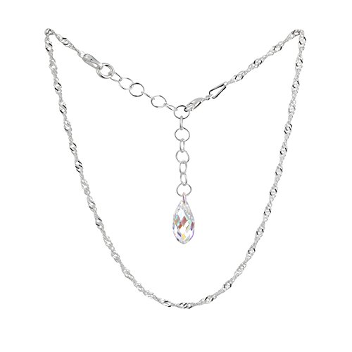 Schöner-SD Fußkettchen 925 Silber mit funkelndem Briolette Kristall Cover