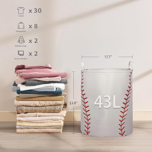 Image of 2Pcs Basketball Cute Kids Laundry Basket Baby Nursery Hamper Boys Room Decor Foldable Oxford Cloth Funny Tote Clothes Storage Bucket Organizer For Bedroom (Baseball)