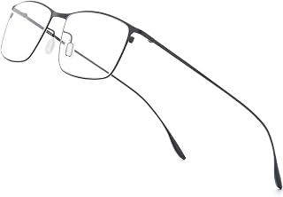 FONEX Metal Square Eyeglasses,Full Rim Lightweight Glasses Frame for Men 8105
