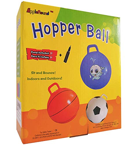 AppleRound Hippity Hoppity Jumping Ball with Pump, Bouncy Ball with Handle, 20in/50cm Diameter for Age 7-10, Kangaroo Bouncer, Space Hopper with Handle for Children, Plain Color (Pink) - Image 4