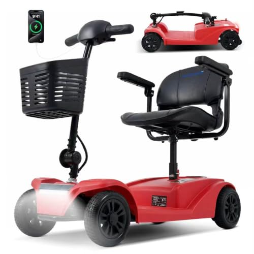 WAYCARE Mobility Scooter for Adults & Seniors, 330 lb 15-20 Mile Range Red