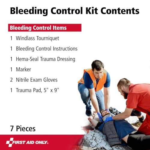 Image of First Aid Only 91512 Critical Essentials Bleeding Control Kit for Limb Wounds, 7 Pieces, Pack of 6