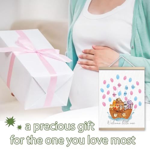 Image of Baptism Gift, Gender Reveal Fingerprint Tree Canvas Guest Books, Gender Reveal Party Decorations Gifts Ideas, Baby Shower Party Supplies, Woodland Baby Shower Thumbprint Hanging Paintings(12x15in)
