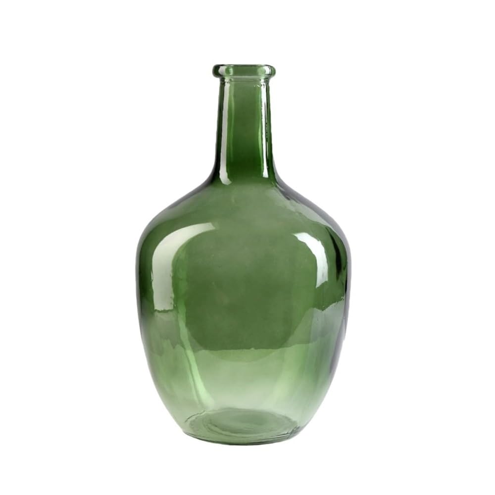 Vase de sol en verre vert olive résistant pour maintenir de longues tiges sans basculer