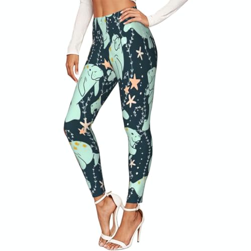 Leggings de yoga de manatí largos y mallas elásticas de descanso para mujer
