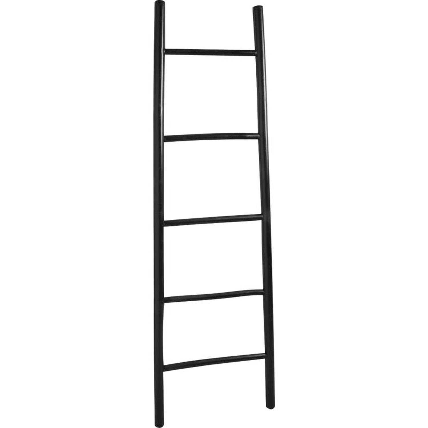 AUBRY GASPARD - Échelle Porte-Serviette Bambou Noir - Laquée - 5 Barreaux - 50 x 150 cm - Décoratif Prêt à l'emploi - Idéal Salle de Bain Élégante - Utilisation Décorative