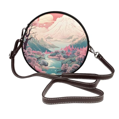 Sac à bandoulière rond femme en cuir végétalien circulaire
