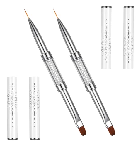 2 Pcs Builder Gel Brush Gel Nail Brush Crystal Handle Salon-Grade Nail Art Design Tools for Applications