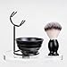 JEQUIL&CORENVEO Shaving Brush Set for Men, 4pcs Synthetic Shaving Brush with Shaving Soap, Stand and Shaving Bowl