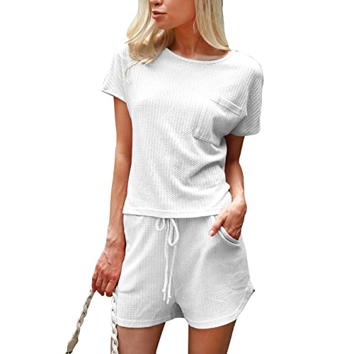 OCCIENTEC Schlafanzug Damen Superweicher Pyjamas Set mit Rundhalsausschnitt...