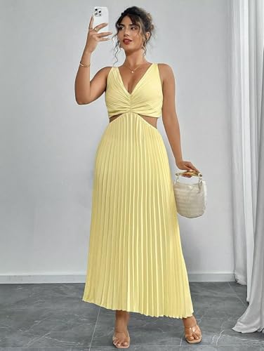 Satin Pleated V-Neck Bridesmaid Dresses for Women A-Line Long Formal Evening Dress3