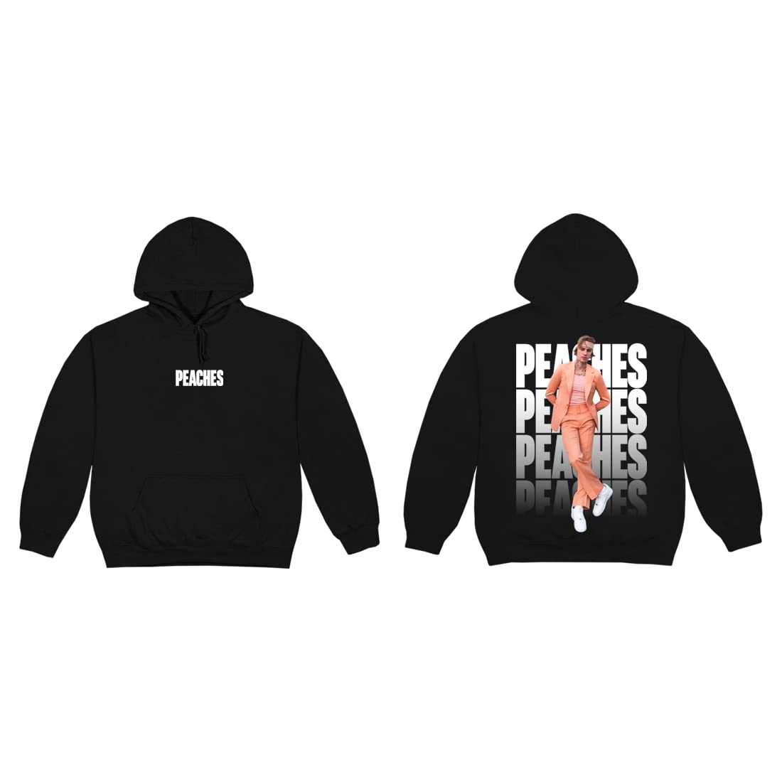 Justin BieberOfficial Peaches Hoodie — Unisex Pullover Sweatshirt Front And Back Print (Black)