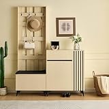 Soweiz Juego de combinación: perchero moderno con banco y aparador y zapatero, solución de almacenamiento elegante para pasillo, salón y dormitorio