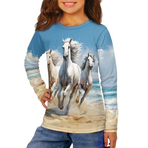 Image of Kids Long Sleeve Shirts for Girls 3-16 Year Old Cute Clothes for Teen Girls Casual Workout Tops