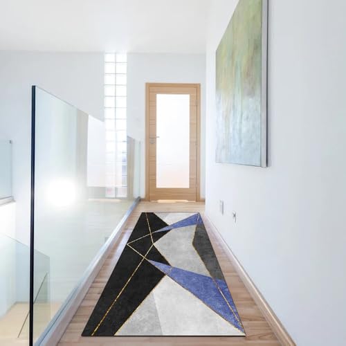 Alfombra de cocina antideslizante y lavable 100x220 cm patchwork azul 6