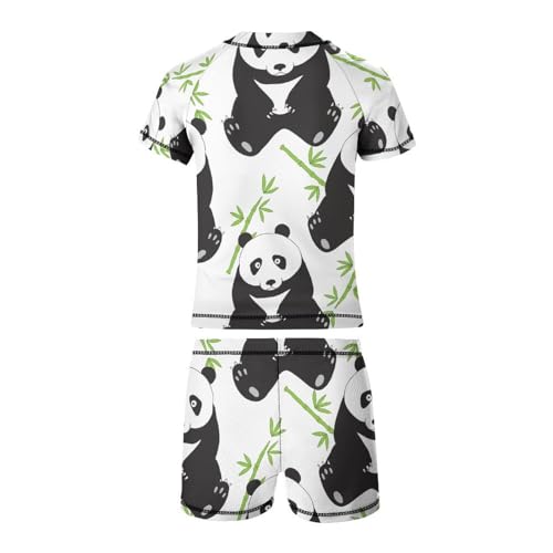Cute Pandas and BambooChildren's Swimsuits Boys Two Piece Suit8-10Y（130cm）3