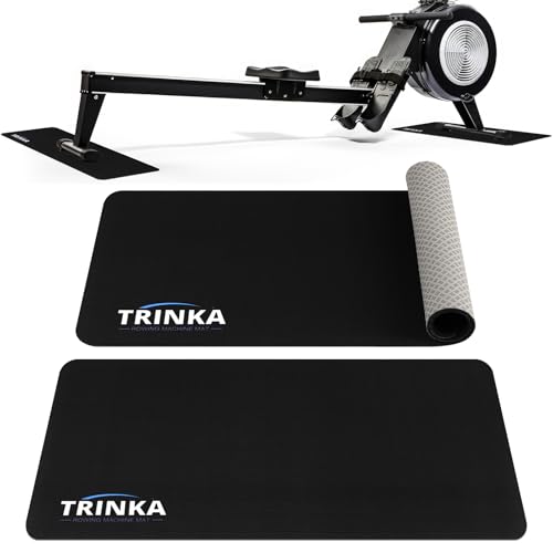 2PCS Rowing Machine Mats 30x12 Non-Slip Mat Protect Hardwood Floor Carpet Fitness Equipment Mat Compatible with Row & Concept 2 Rowing Machine Peloton Bike Stationary Spin Bike