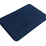 PureSwan Navy Blue Bathroom Rugs – Absorbent and Washable Bath Mat, Non-Slip, Thick Soft Chenille Bath Rugs for Bathroom Floor, Shower, Sink - 17' x 24'