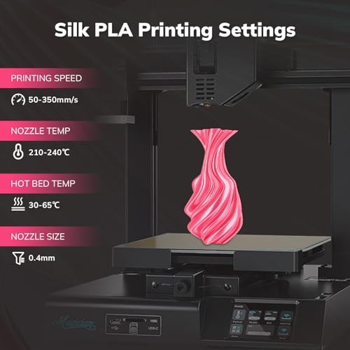 Image of AMOLEN Silk PLA 3D Printer Filament, Shiny Silk Pink PLA Filament 1.75mm, High Speed 3D Printing PLA Filament for Most 3D Printer, 1kg Spool(2.2lbs)