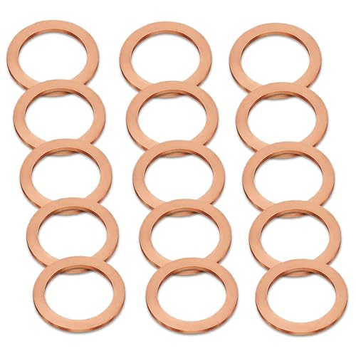 Image of 15PCS Oil Drain Plug Gasket, 14mm Copper Oil Drain Plug Washer Gaskets, Compatible for Mercedes Crush Washer OEM Part#: 007603-014106