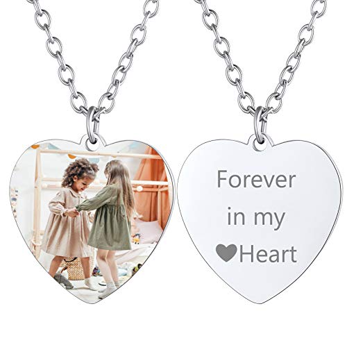 Chainshouse Personalized Photo Necklace Custom Name Engraving Pendant Stainless Steel Heart Shape Picture Necklace #TOP7