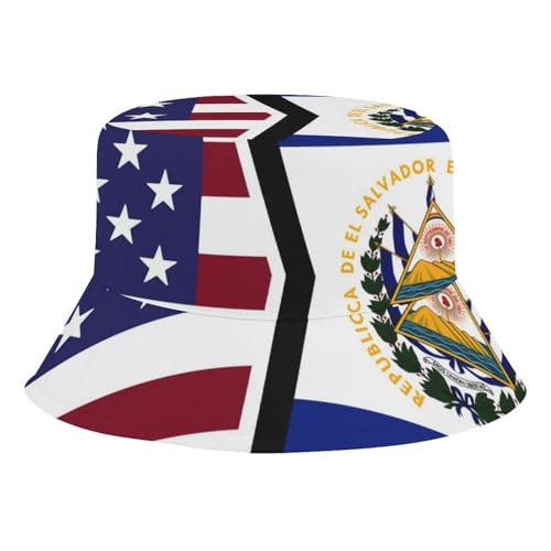United States and El Salvador FlagChildren's Bucket Hat for Boys and Girls, Breathable Summer Beach Hat