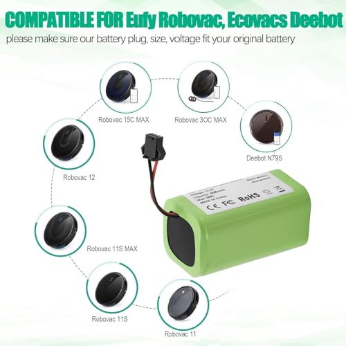 Image of Upgraded 4000mAh N79 14.4V Battery for Eufy RoboVac 11 11S 30 15C 25C 35C Robot Vacuum Cleaner for Ecovacs Deebot N79 N79S Deebot 500 600 DN622, Goovi F007C D380 Robot Vacuum Cleaner Battery