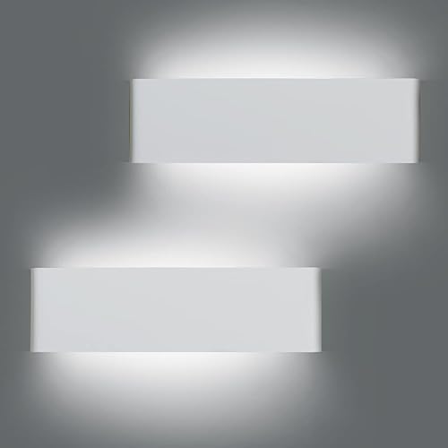 KICAAO Paquete de 2 apliques de pared modernos blancos de 15.7 pulgadas, luz LED de tocador de 16 W para interiores de 16 W, para accesorios de