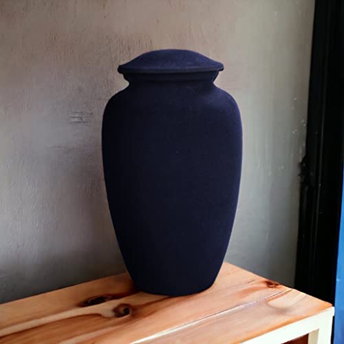 Image of Alpha Living Home Cremation Urn for Ashes - Adult Funeral Urn Handcrafted - Affordable Urn for Ashes - Large Funeral Memorial with Elegant Finish for Cemetery Burial - 10'' Height Blue /Black