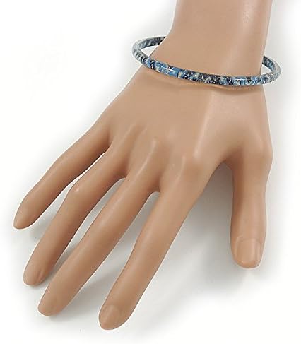 Avalaya Thin Blue with Glitter Effect Acrylic Bangle Bracelet - 19cm L, light blue - Image 4