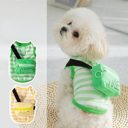 Disfraz para gato y perro Chaleco rayado con bolsa 3D verde XS