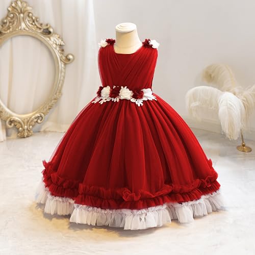 Cross Chiffon Flower Ruffled Lace Dress Fancy Vintage Formal Floral Tulle Pageant Wedding Birthday Party Dresses4