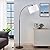 Luvkczc 71" Arc Floor Lamp for Living Room with Adjustable Lamp Head, Black Pole Lamp with White Shade, Standing Lamp with Foot Switch, Over Couch Arched Reading Light for Bedroom, Office, Study Room