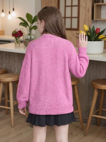 SELINK Girls Long Sleeve Cardigan Sweater Kids Solid Chunky Sweater Cardigan Casual Knit Coat Outerwear3
