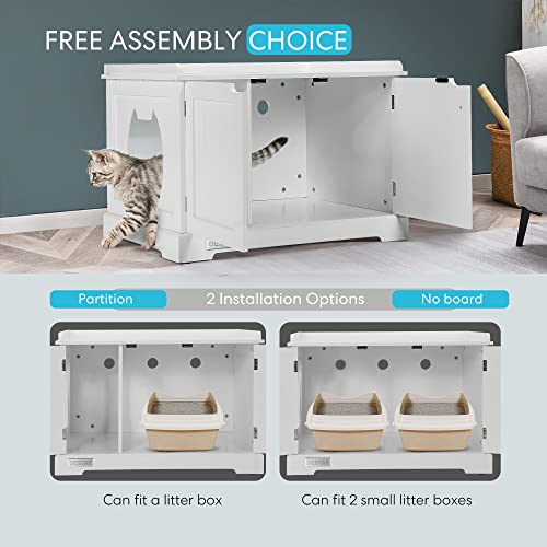 DEStar Hidden Litter Box Enclosure Wooden Cat Washroom Storage Cabinet End Table Indoor Decorative Pet House with Double… - Image 6