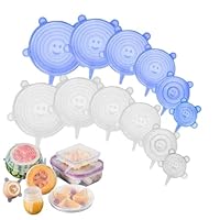 Dehnbare Silikondeckel, 6 Stück Silikon Stretch Deckel Stretch Lid Silikon Abdeckung in Verschiedenen Größen, Wiederverwendbar & Erweiterbar - für Schüsseln, Becher, Dosen, Obst (weiß)