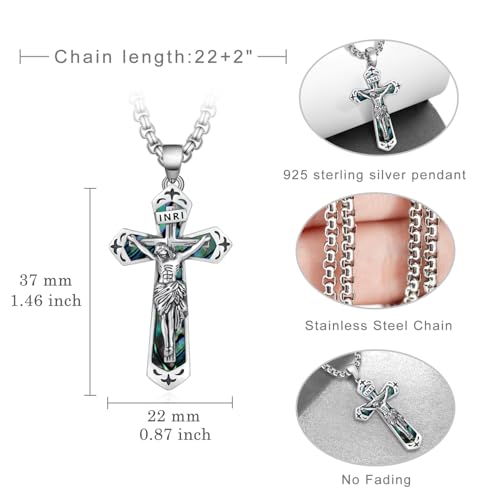 Crucifix Necklace S925 Sterling Silver Cross Jesus Necklaces Jesus Jewelry Gifts for Men Women4