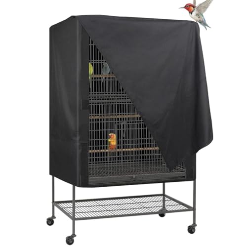 Riven Funda para jaula de loros, transpirable, ligera, lavable, a prueba de polvo, para uso nocturno como mascota, color negro