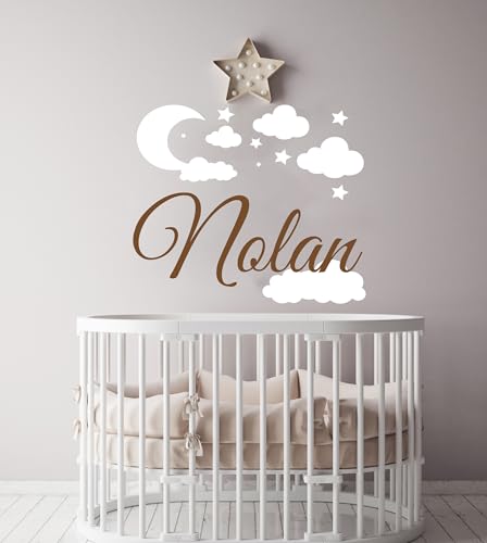 Vinilo Decorativo Personalizado con Nubes, Luna y Estrellas 30x30 in miniatura 2