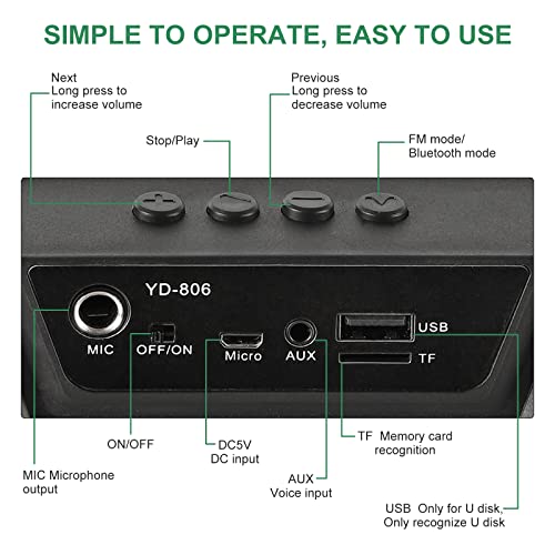 Bluetooth Karaoke Machine With 1 Wired Microphone, Wireless Portable Karaoke System Stereo Music Player, Supports Tf/Usb/Fm/Bt/Aux/Mic, For Kids #TOP3