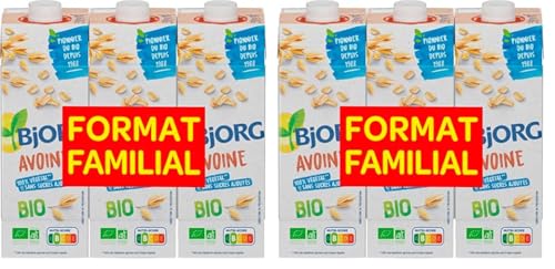 Bjorg Boisson Avoine - Sans sucres ajoutés - Boisson végétale Bio - Format Familial - 3 x 1 L (Lot de 2)