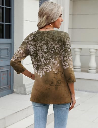 Image of Zeagoo 3 /4 Length Sleeve Womens Tops Casual V Neck Shirts Soft Basic Tees Business Work Blouses